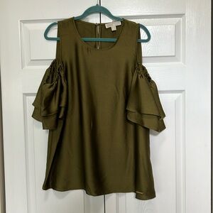 Like New Stitch Fix Michael Kors Cold Shoulder Green Blouse